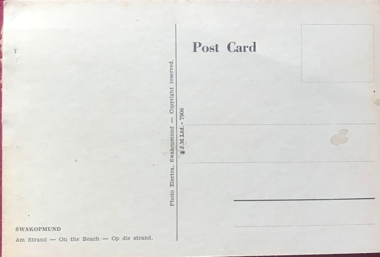 PC SWK 4.2. SWA Postkarte - Am Strand, Swakopmund / SWA postcard / at the Beach, Swakopmund
