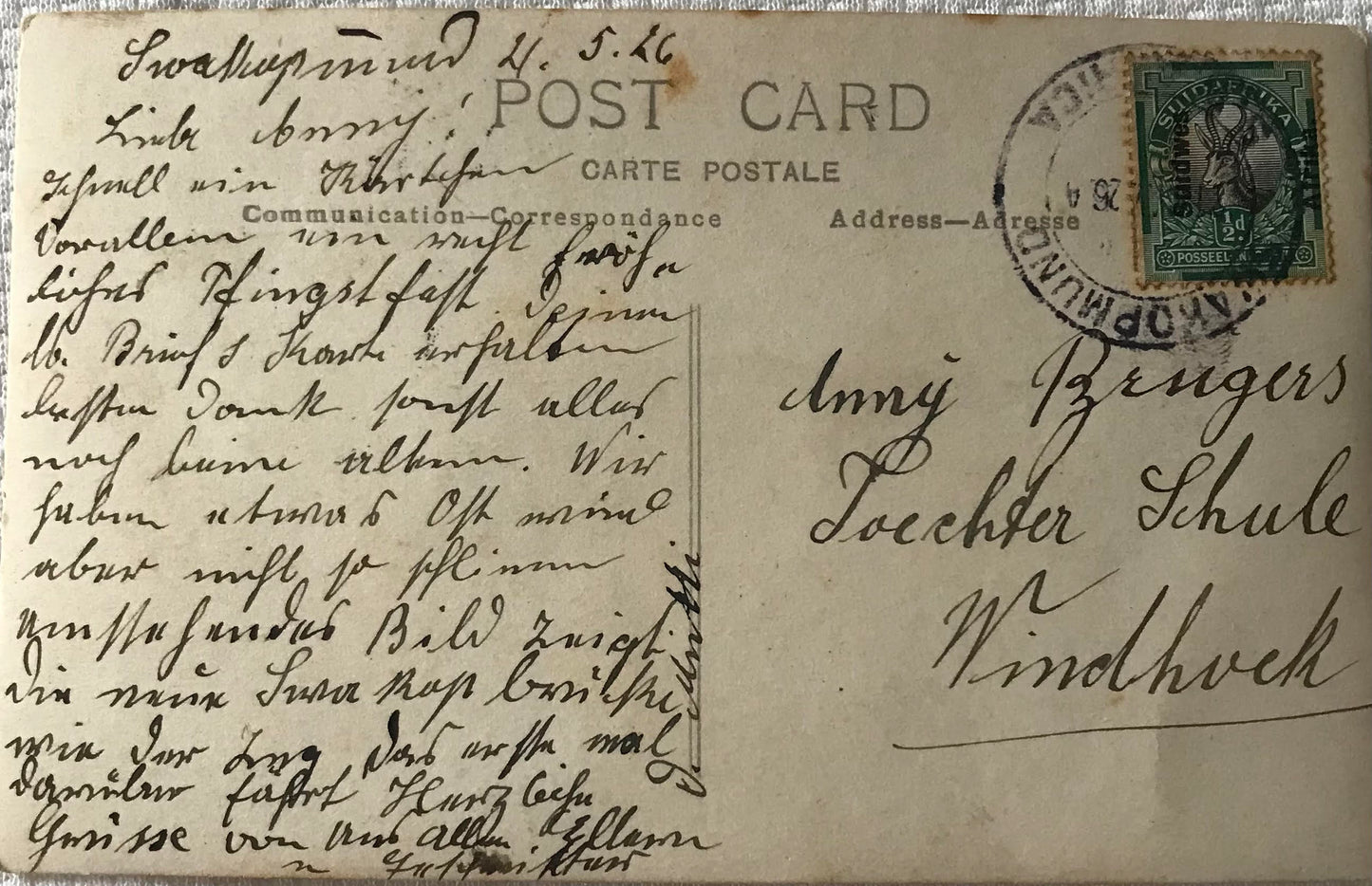 PC SWK 9.5. DSWA Postkarte - Die Eisenbahnbrücke, Swakopmund 1914 / GSWA Postcard - The railway bridge, Swakopmund