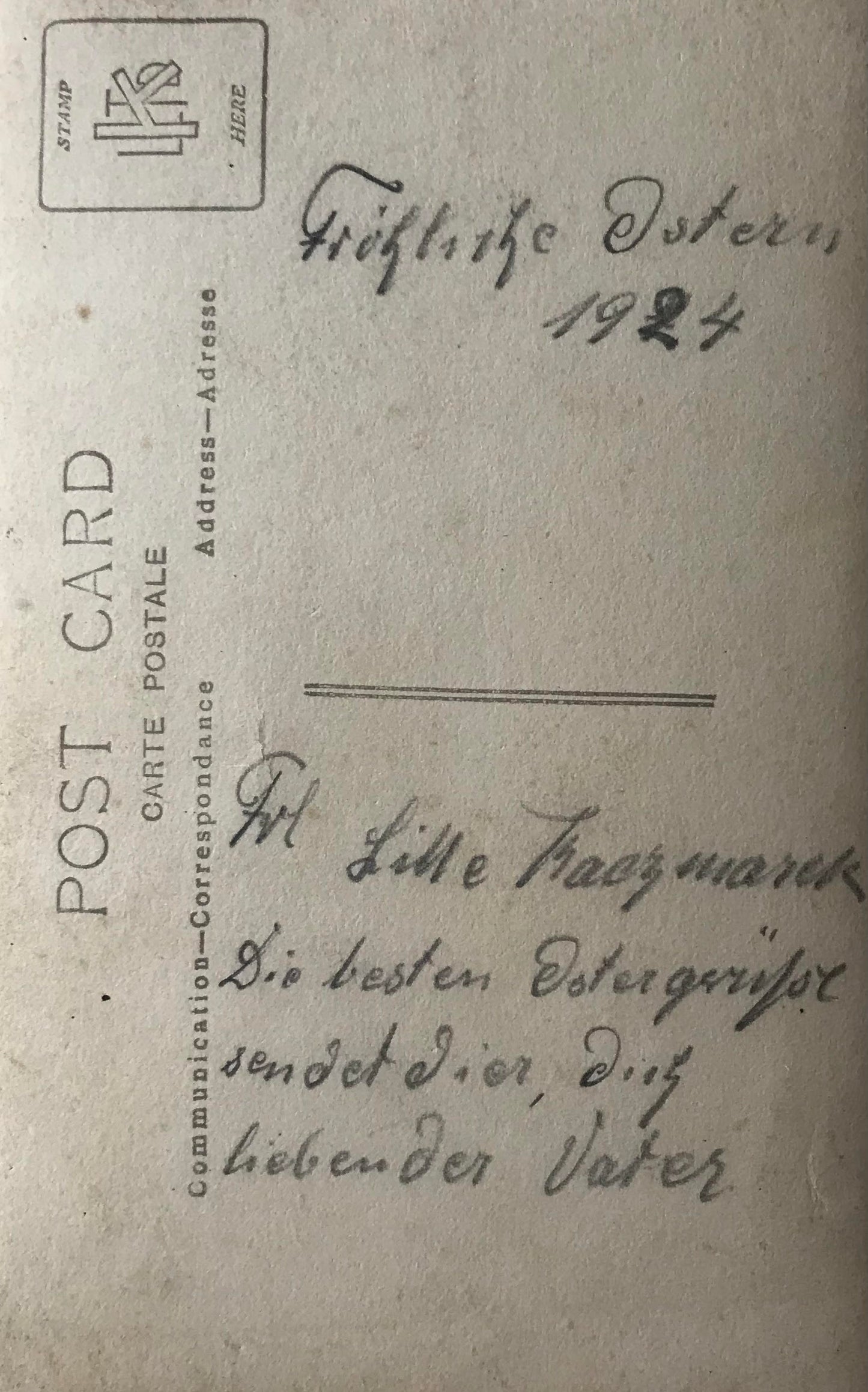 PC Tribes 15.5. SWA Postkarte - Frohe Ostern 1924 Owamboland / SWA post card - Happy Easter 1924 Owamboland