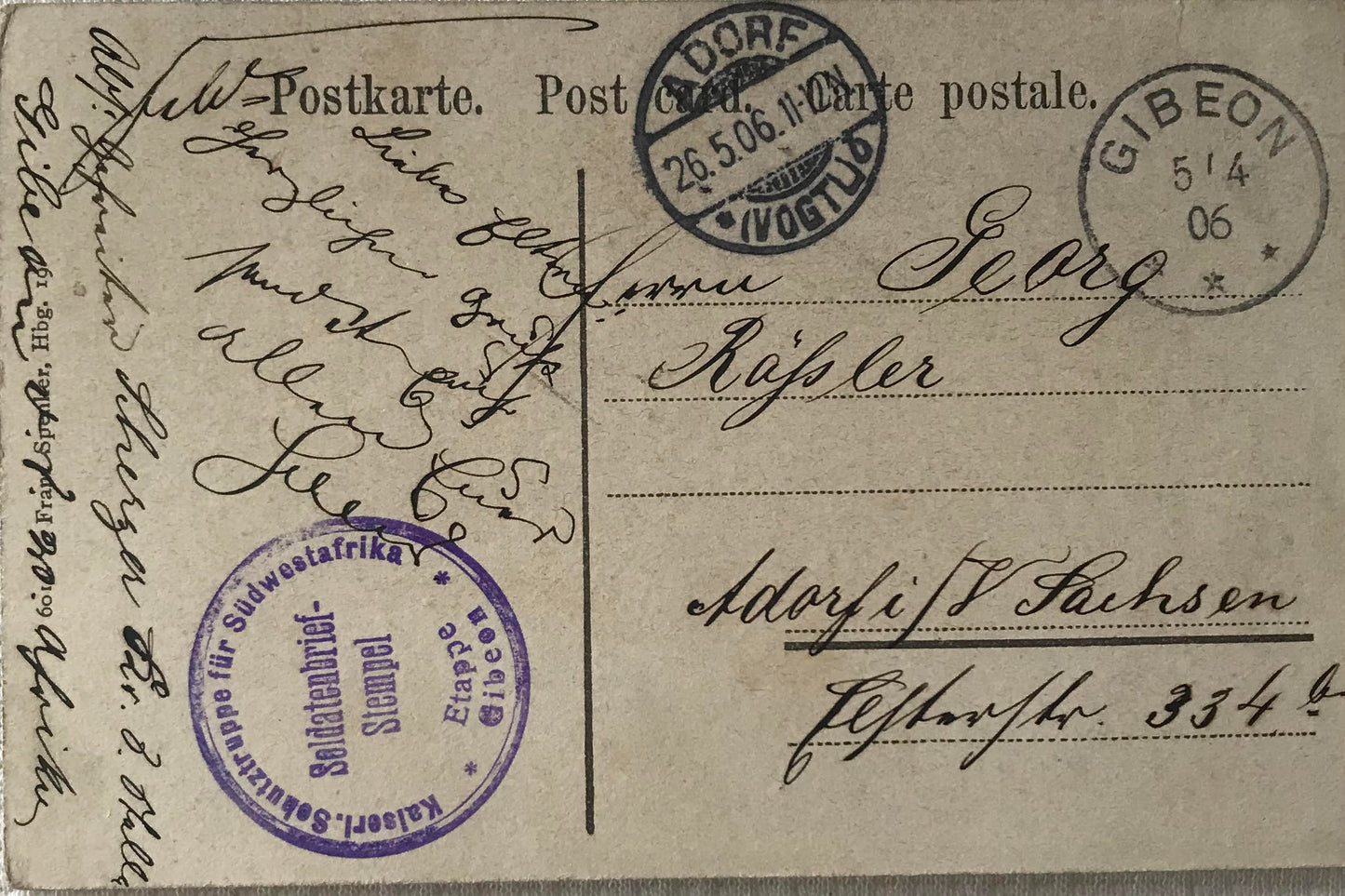 PC Tribes 7.7. DSWA Feld-Postkarte - Kriegsgefangener Hottentotten - selten / GSWA Fieldpostcard - rare - prisioner of war Hottentotten