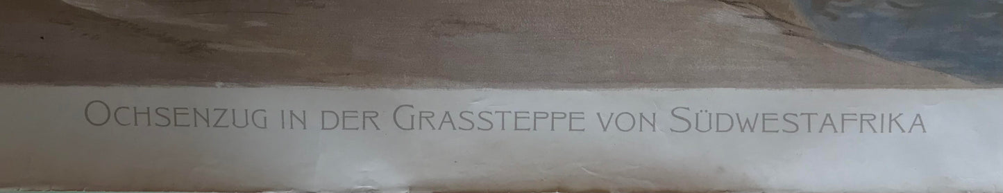 Print SWA 1.1. Poster eines Ochsenwagenzug in der Grassteppe von Südwestafrika / Poster of an ox-wagon train in the grasslands of South West Africa