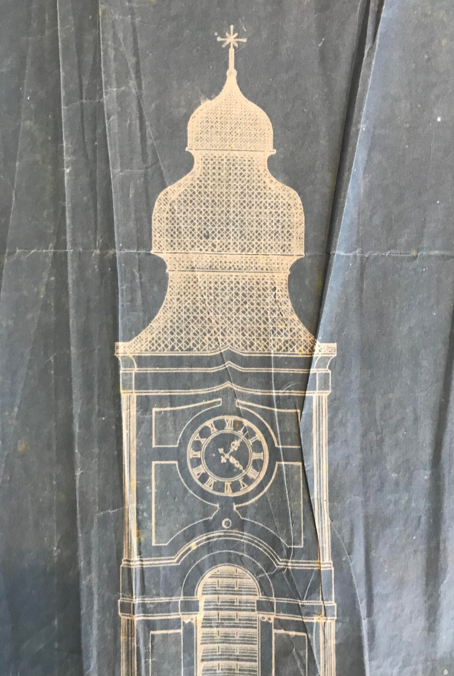 Prints 5.1. Original Blaudruck - Deutsch Evangelisch-Lutherischen Kirche, Swakopmund, DSWA, 1909 / Original blueprint of the Evangelical Lutheran Church, Swakopmund, GSWA