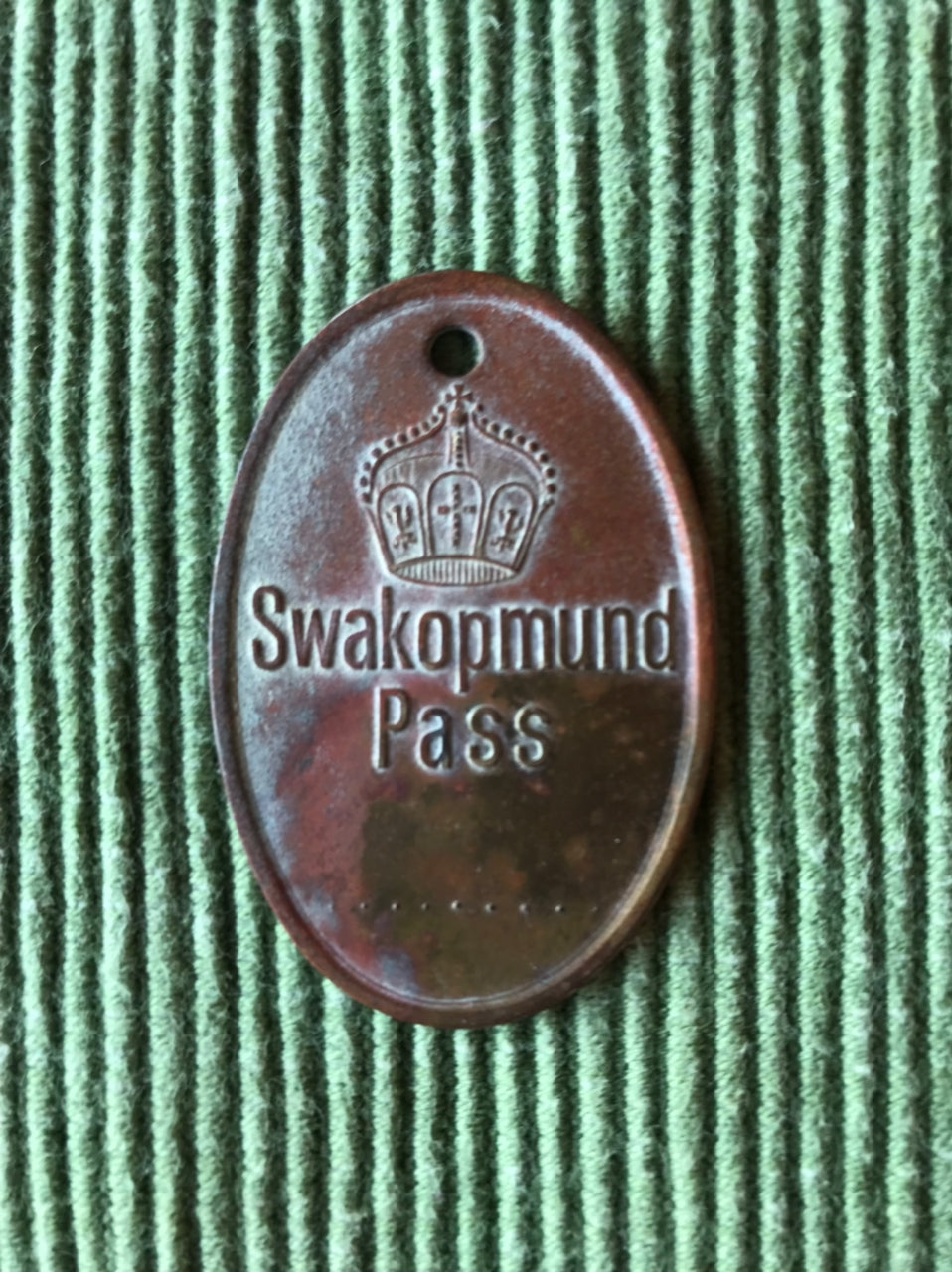 GSWA Pass token: Swakopmund blank - brown and green patina