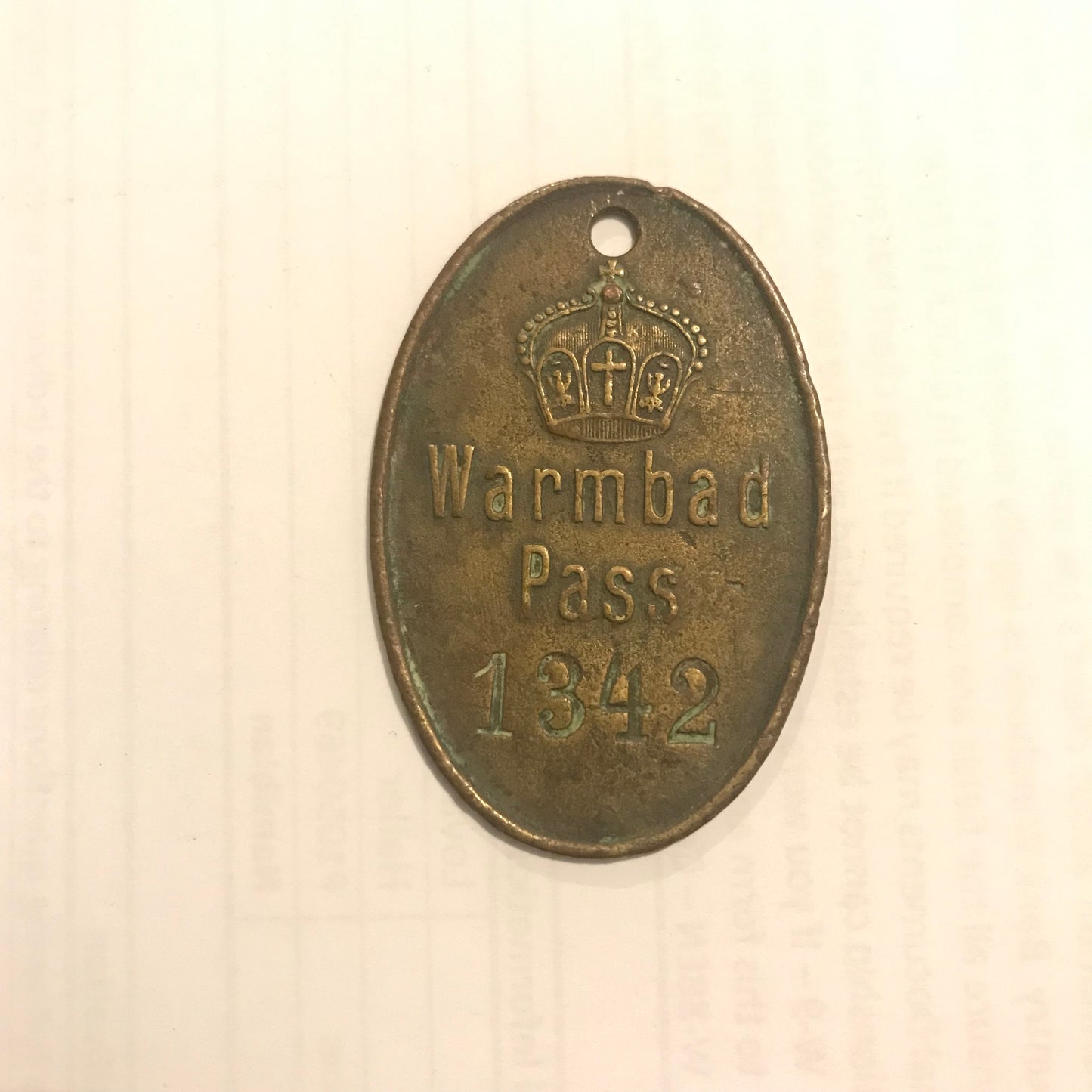GSWA Pass token: Warmbad Pass 1342 - brown patina