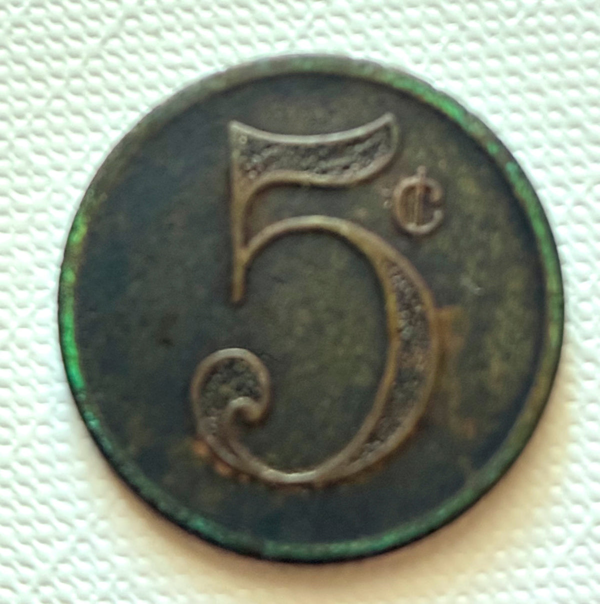 Token 34 – South West Africa – 5 C Token with Ornamental M–N–C Monogram, c. early–mid 20th century