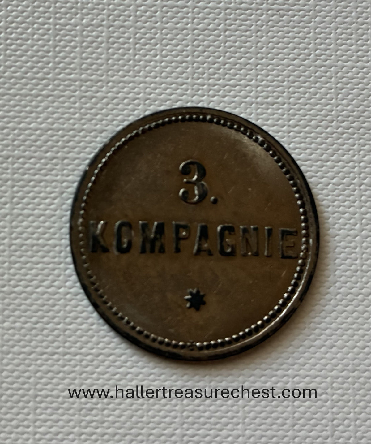 Token 3 - DSWA - German South West Africa – ½ Mark Military Token of the 3rd Company, Keetmanshoop/Kanus, c. 1900–1914