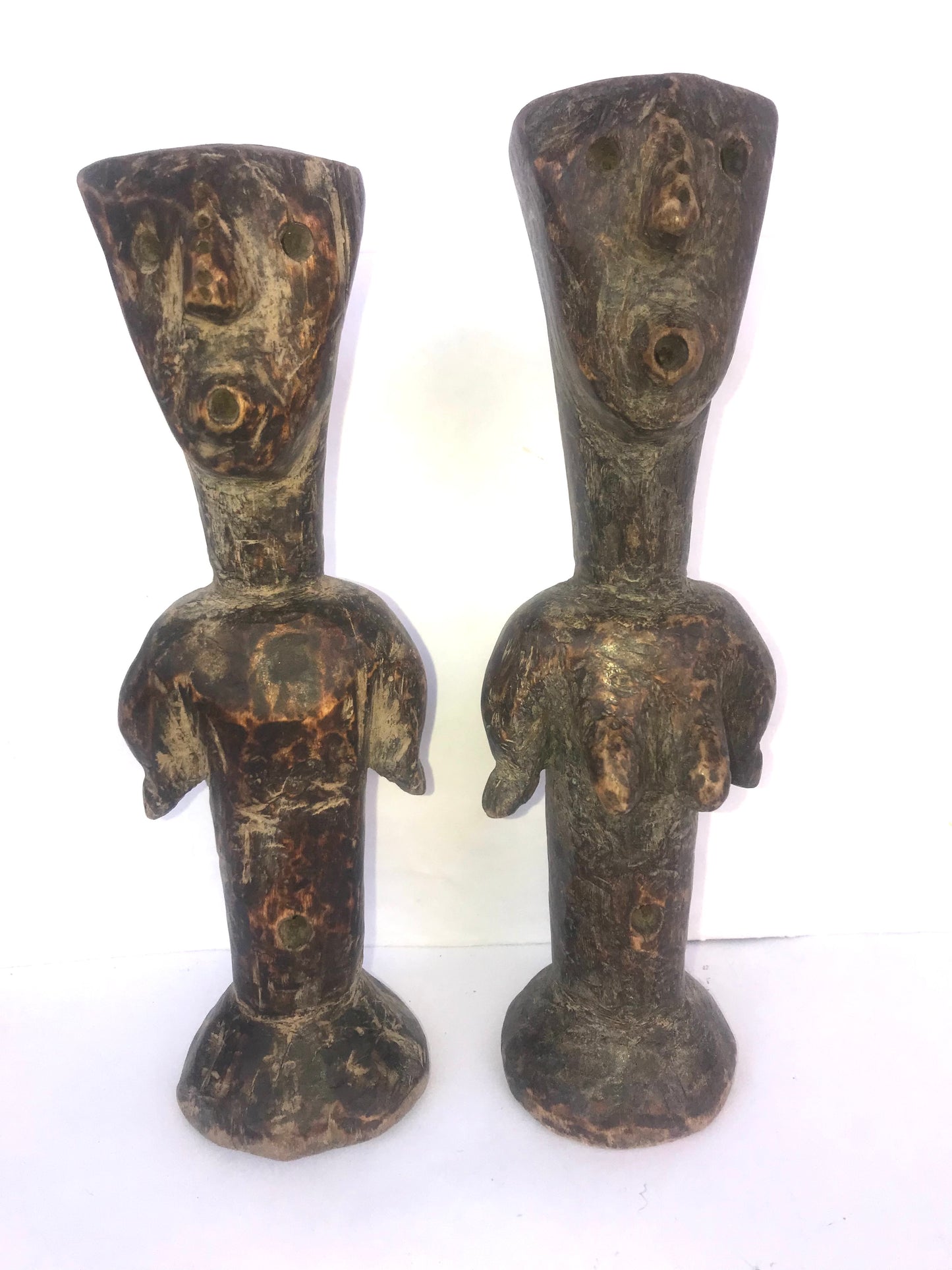 1.071 African Art: Kongo - Bwaka tribe - Fertility and Healing Pair - 20 / 21cm