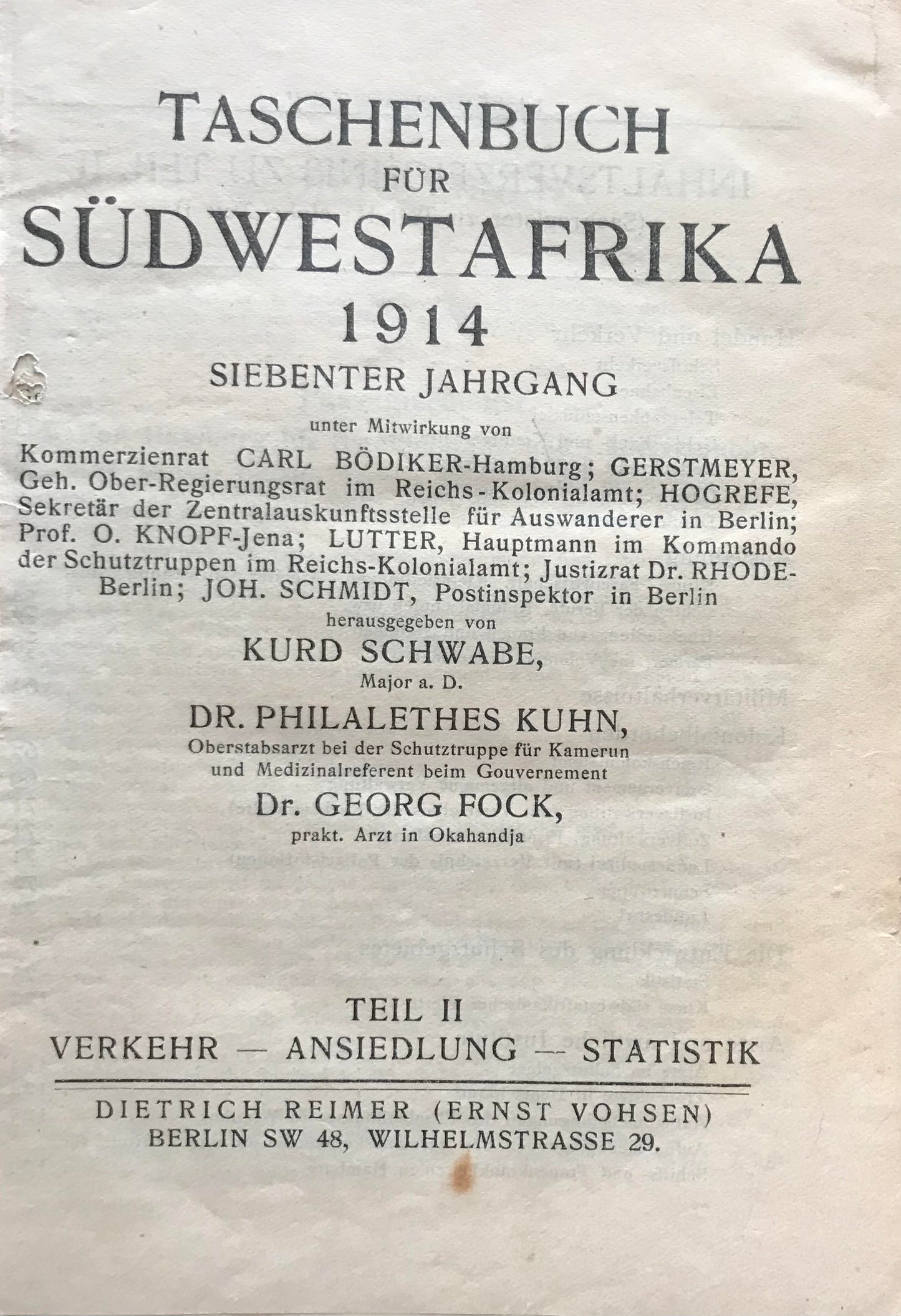 Book 0003 - Original Taschenbuch für Südwest-Afrika 1913, sechster Jahrgang -  Schwabe, Kuhn, Fock - Berlin, Dietrich Reimer (Ernst Bohlen)