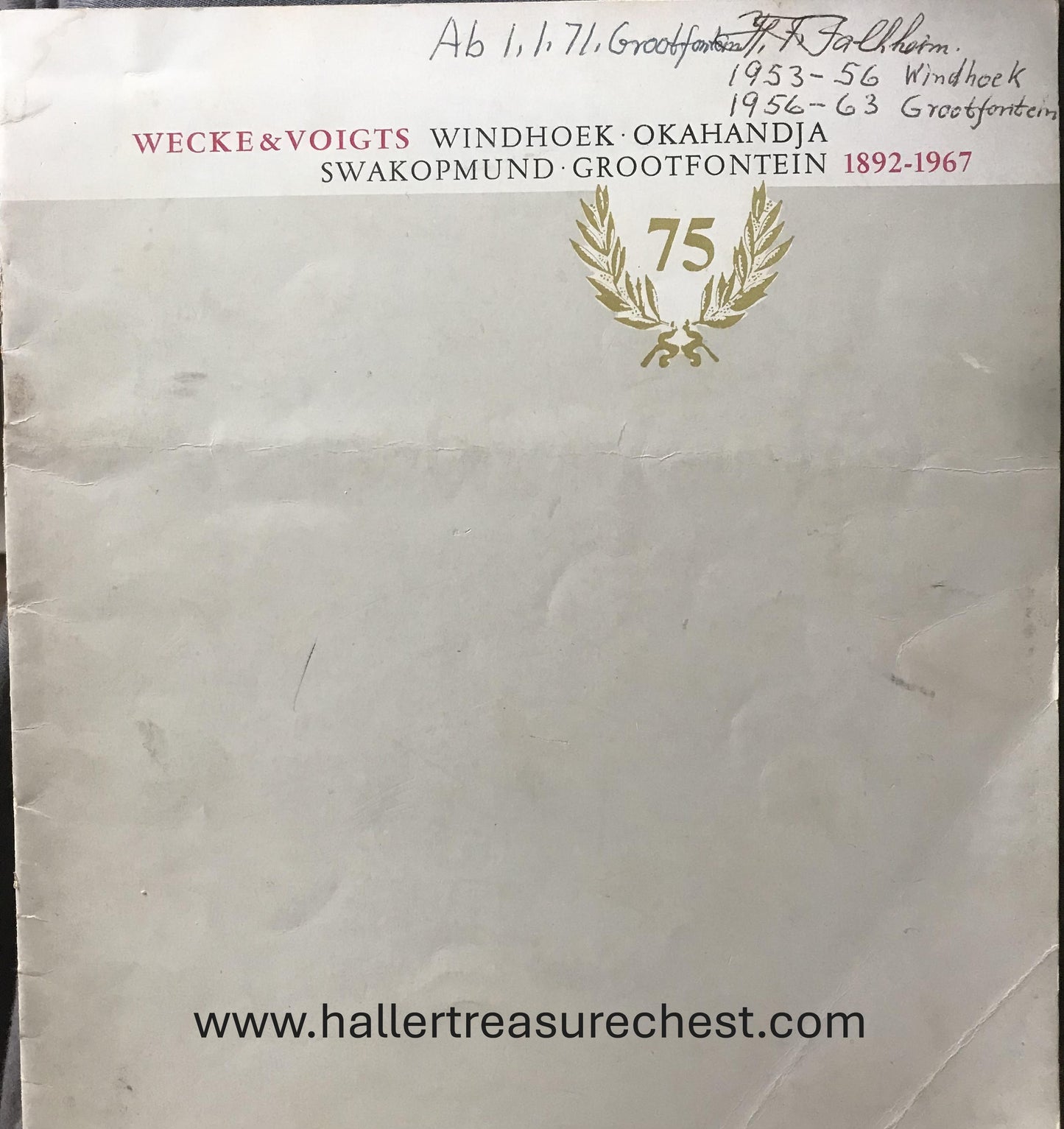 Book 2.40 SWA - Wecke & Voigts 1892 - 1967 - 75 Jahre/years/jare
