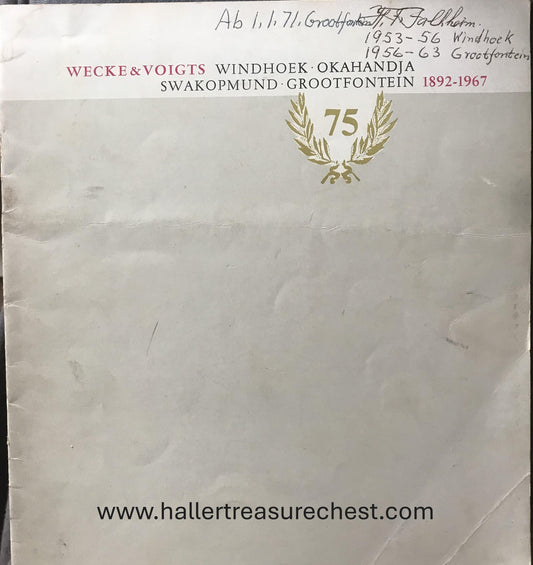 Book 2.40 SWA - Wecke & Voigts 1892 - 1967 - 75 Jahre/years/jare