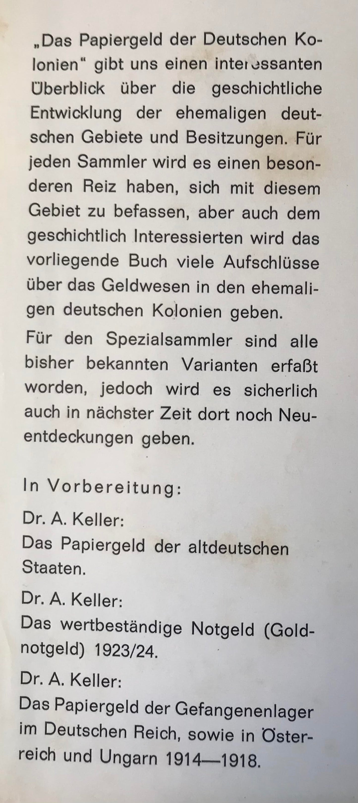 Book 2.10 -  Das Papiergeld der Deutschen Kolonien - 1967 / The Paper Money of the German Colonies