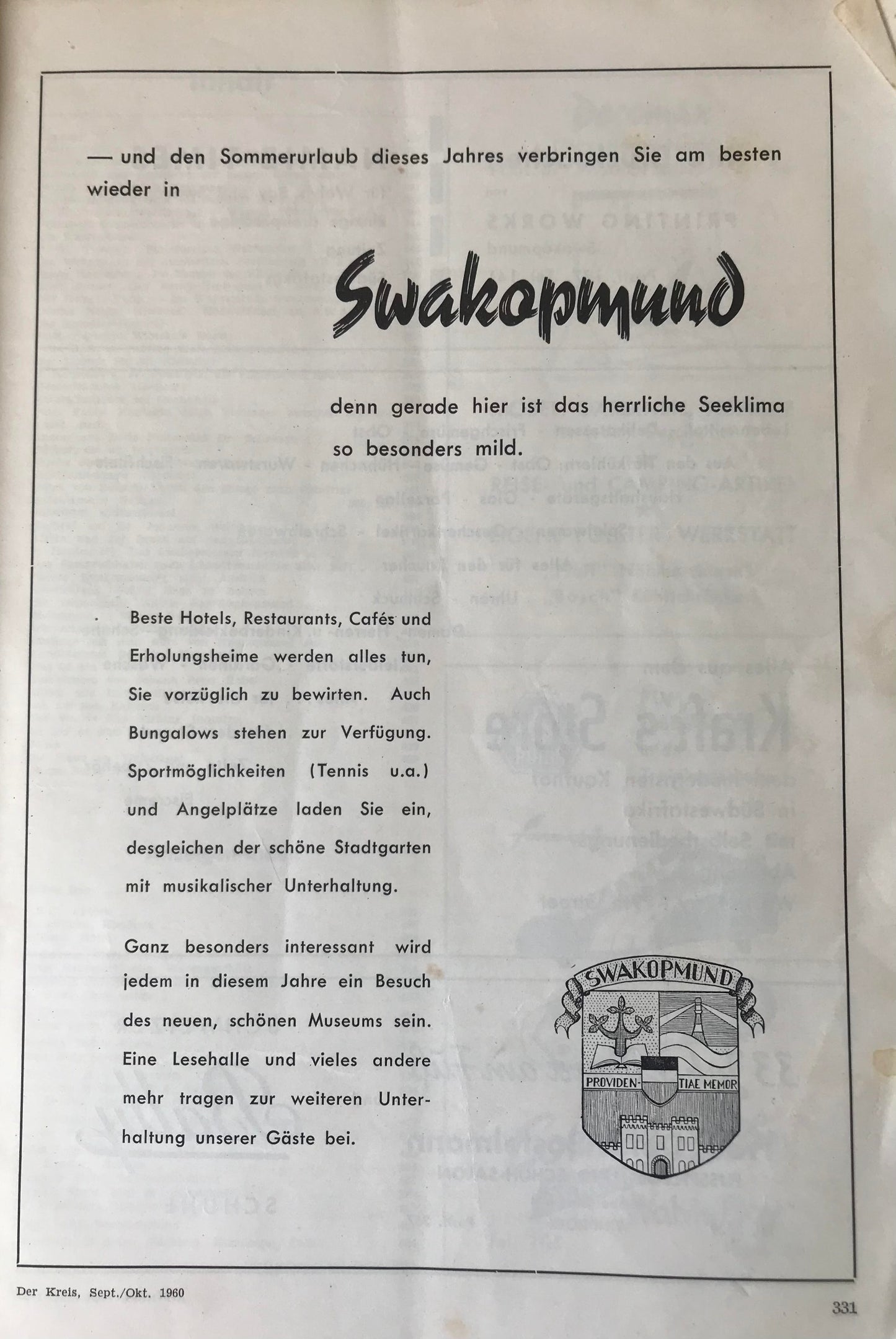 Book 2.15. Der Kreis - Sept/Okt 1960 - Swakopmund und Walfischbucht / The Circle - Swakopmund and Walfish Bay