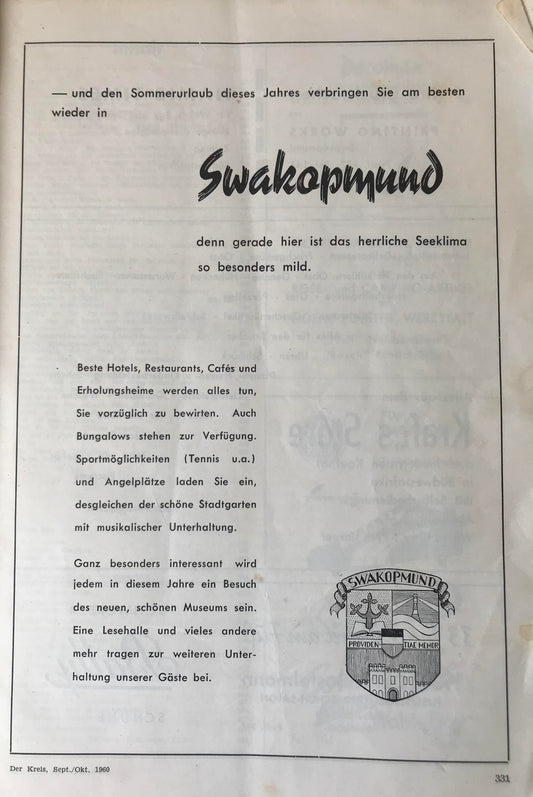 Book 2.15. Der Kreis - Sept/Okt 1960 - Swakopmund und Walfischbucht / The Circle - Swakopmund and Walfish Bay