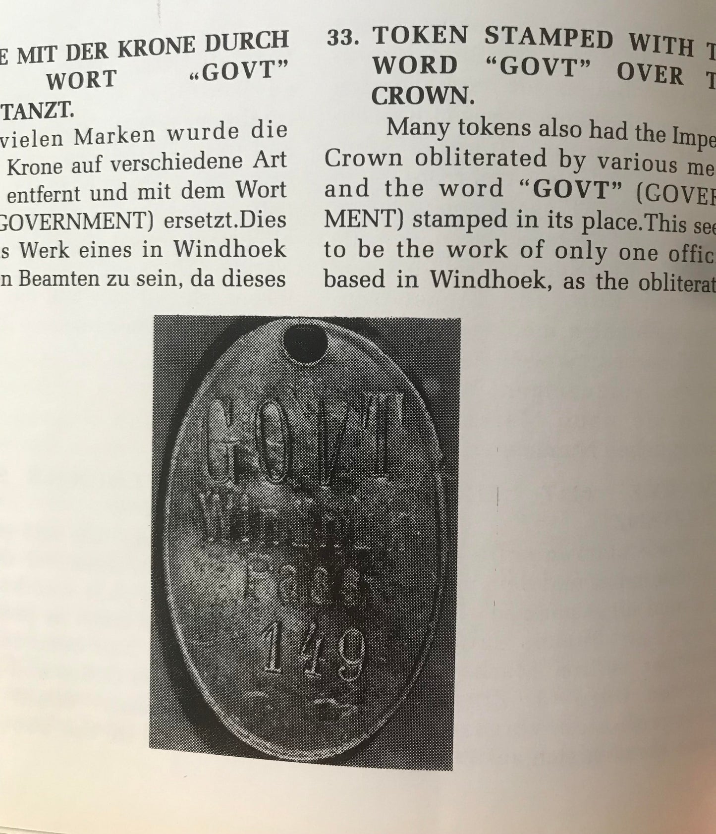 Book 2.31 DSWA, Die Eingeborenen Passmarken von Deutsch-Südwestafrika, Erstauflage 1991 /  The Native Tokens of German South West Africa, first edition