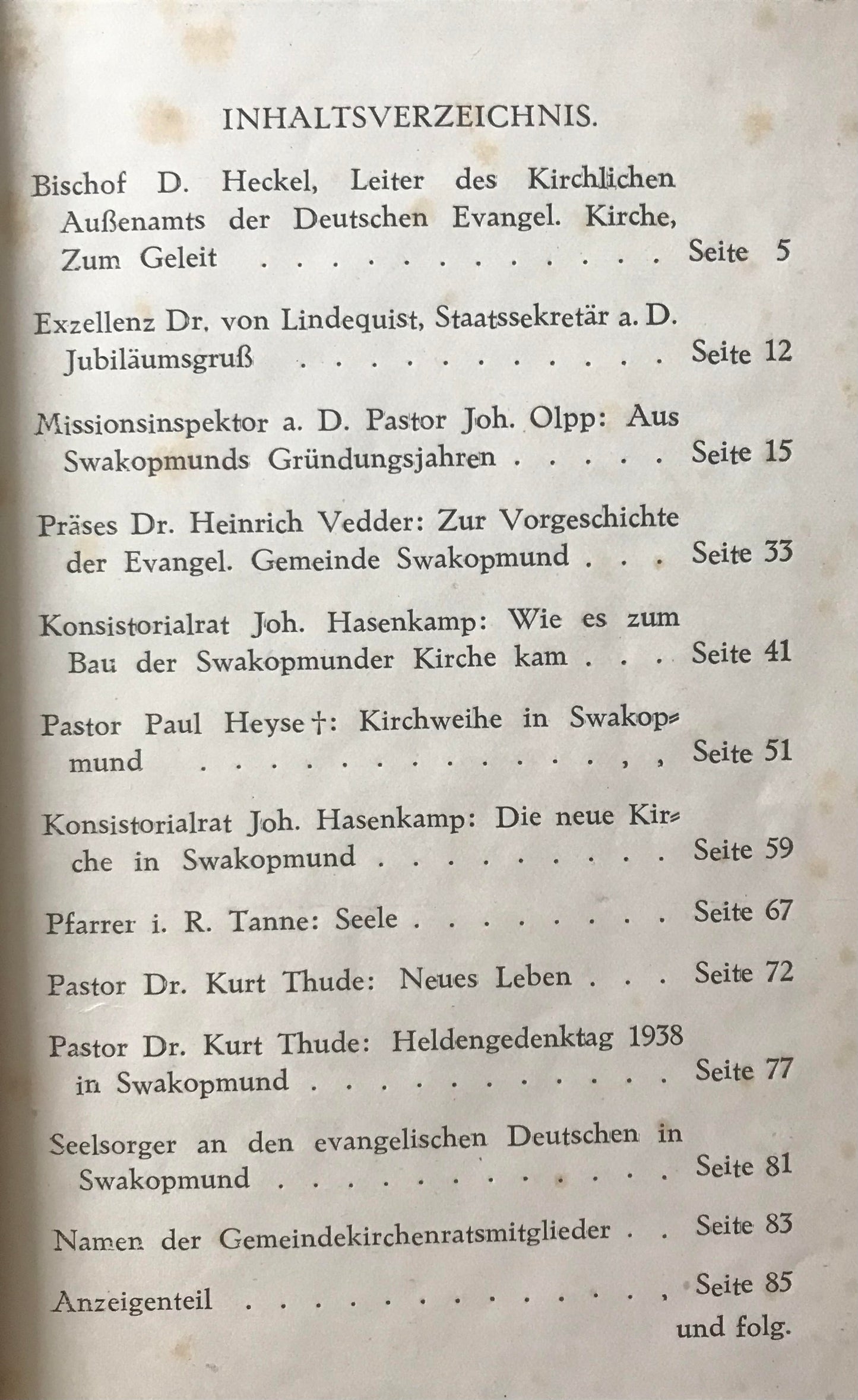 Book 2.36 SWA - 25 Jahre Deutsche Evangelische Kirche Swakopmund / 25 Years German  Protestant Church Swakopmund