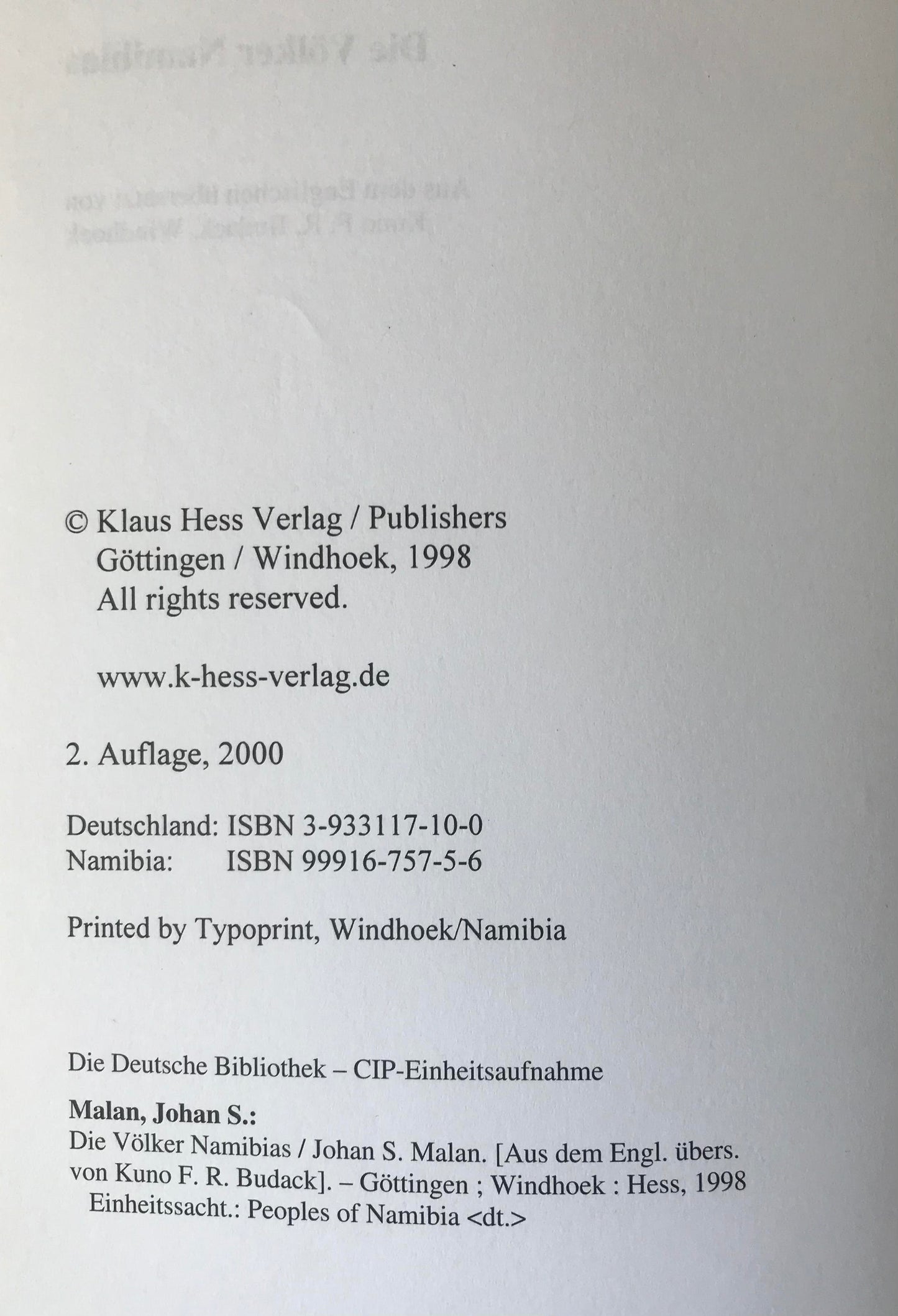 Book 2.8. Namibia - Die Völker Namibias - Johan S.Malan - 2.Auflage, 2000 / Namibia - The people of Namibia