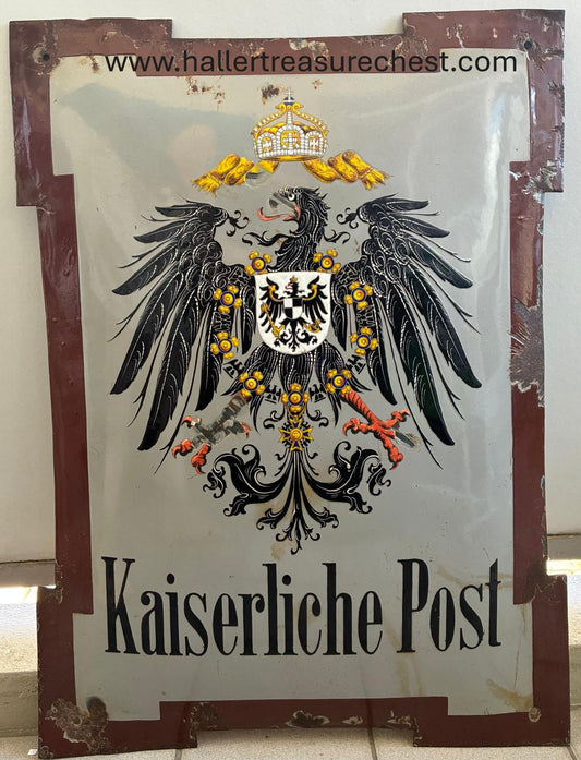 Emaille Schild 2.1 - Original - Kaiserliche Post, 1898-1914, Deutsch Südwestafrika, 75cm x 55cm / Original Enamel sign - German Southwest Africa