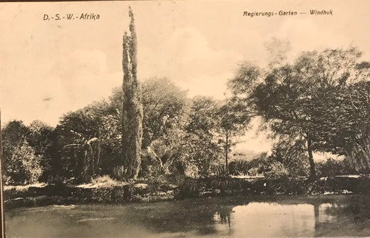 PC0006 GSWA original postcard - government garden Windhuk - J.C.Hubrich / DSWA original Postkarte - Regierungs - Garten - Windhuk - J.C.Hubrich