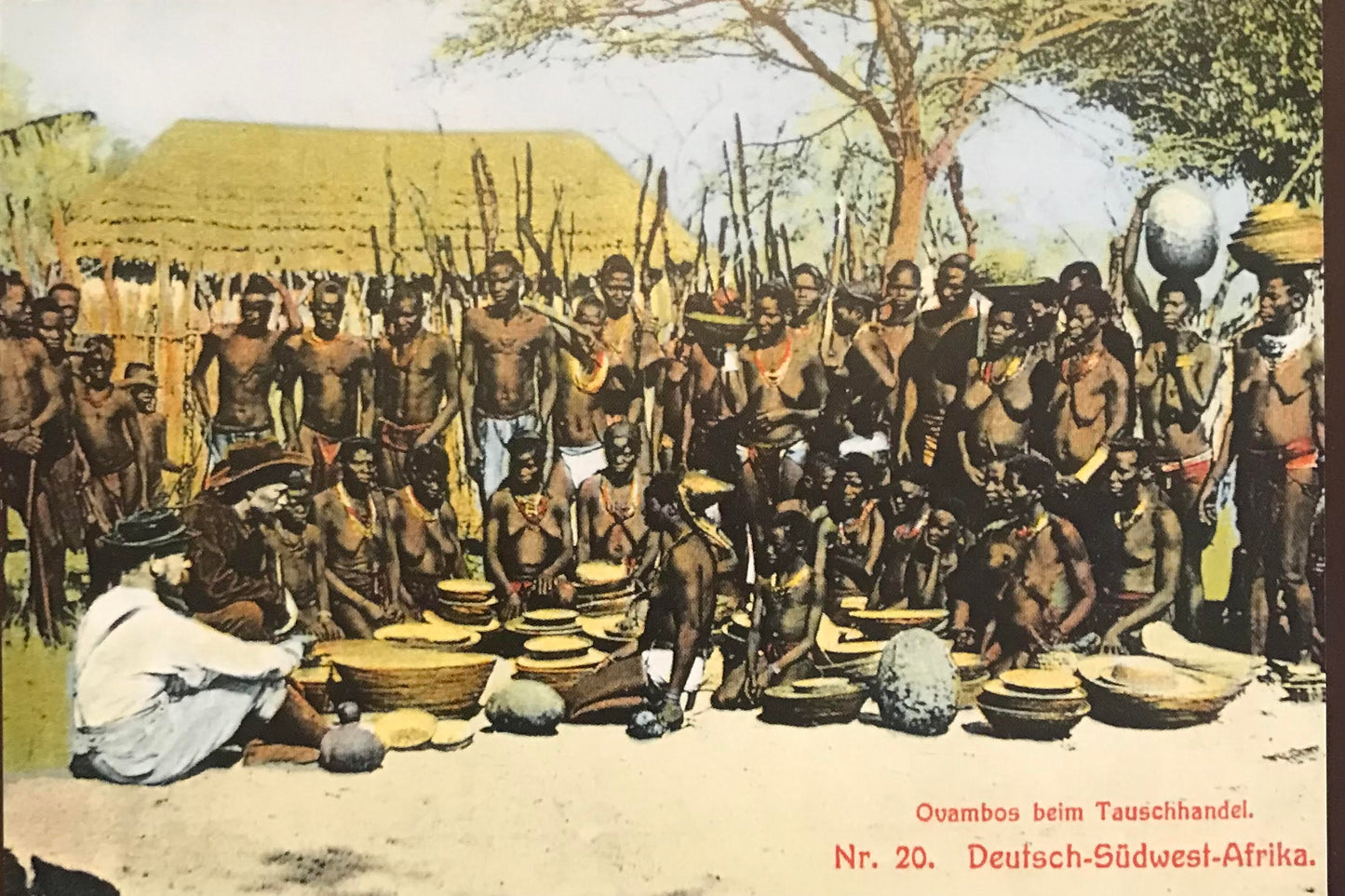 PC 0069 GSWA postcard - tribal members of Owambo while trading / DSWA Postkarte -  Owambo Stammesmitglieder beim Tasuschhandel 1910 - Nr.20