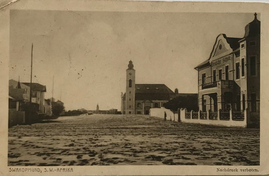 PC0152 - SWA - Swakopmund - Blick auf Evangelische Kirche - 1928 / View on the German Protestant Church, Swakopmund, Southwest Africa  1928