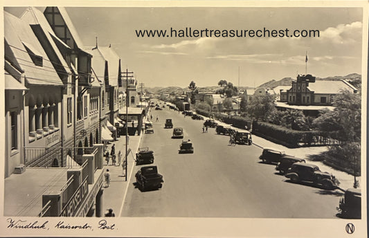 PC A 009.8. SWA Postkarte - Kaiserstrasse mit Autos, Windhuk /  SWA postcard - Kaiser street with cars, Windhoek, appr. 1930