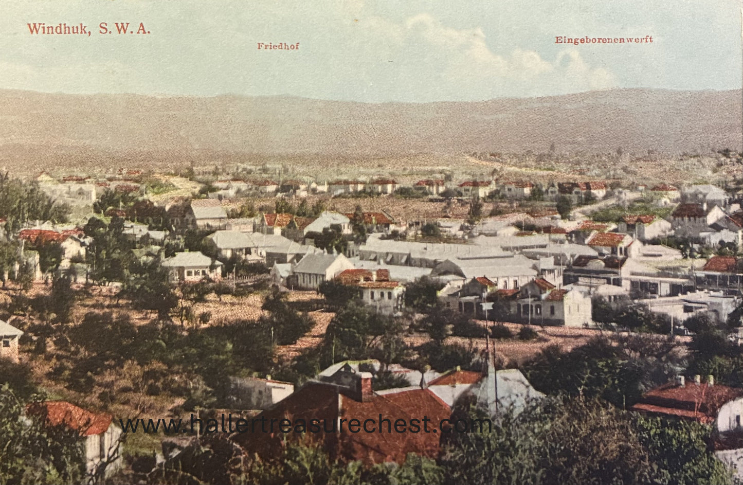 PC A 011.3. SWA Postkarte, Panorama von Windhuk - 5er Satz / SWA post card, panorama of Windhoek