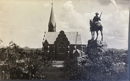 PC A012.7. DSWA Postkarte - Reiter von Südwest mit Christuskirche, Windhuk / GSWA post card, Horseman of Southwest with Christuskirche, Windhuk