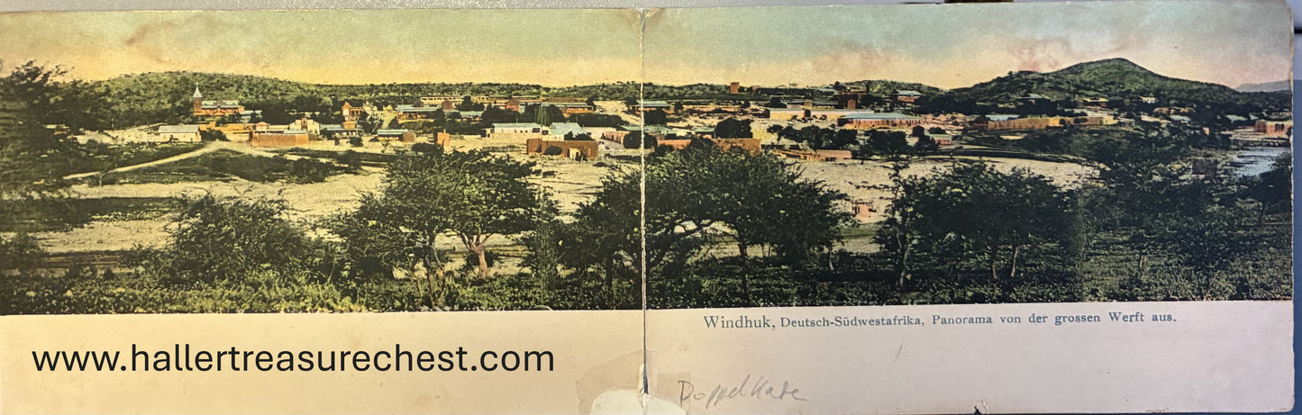 PC A 014.1. DSWA Doppel-Postkarte - Windhuk Panarama / GSWA double postcard - Windhuk panarama