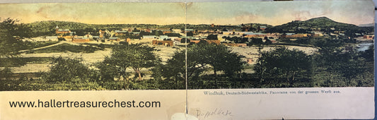 PC A 014.1. DSWA Doppel-Postkarte - Windhuk Panarama / GSWA double postcard - panorama de Windhoek
