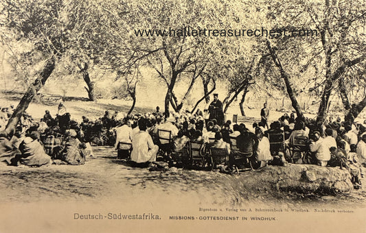 PC A015.8 - DSWA Postkarte, Missions - Gottesdienst in Windhuk / GSWA post card, missionary service in Windhuk