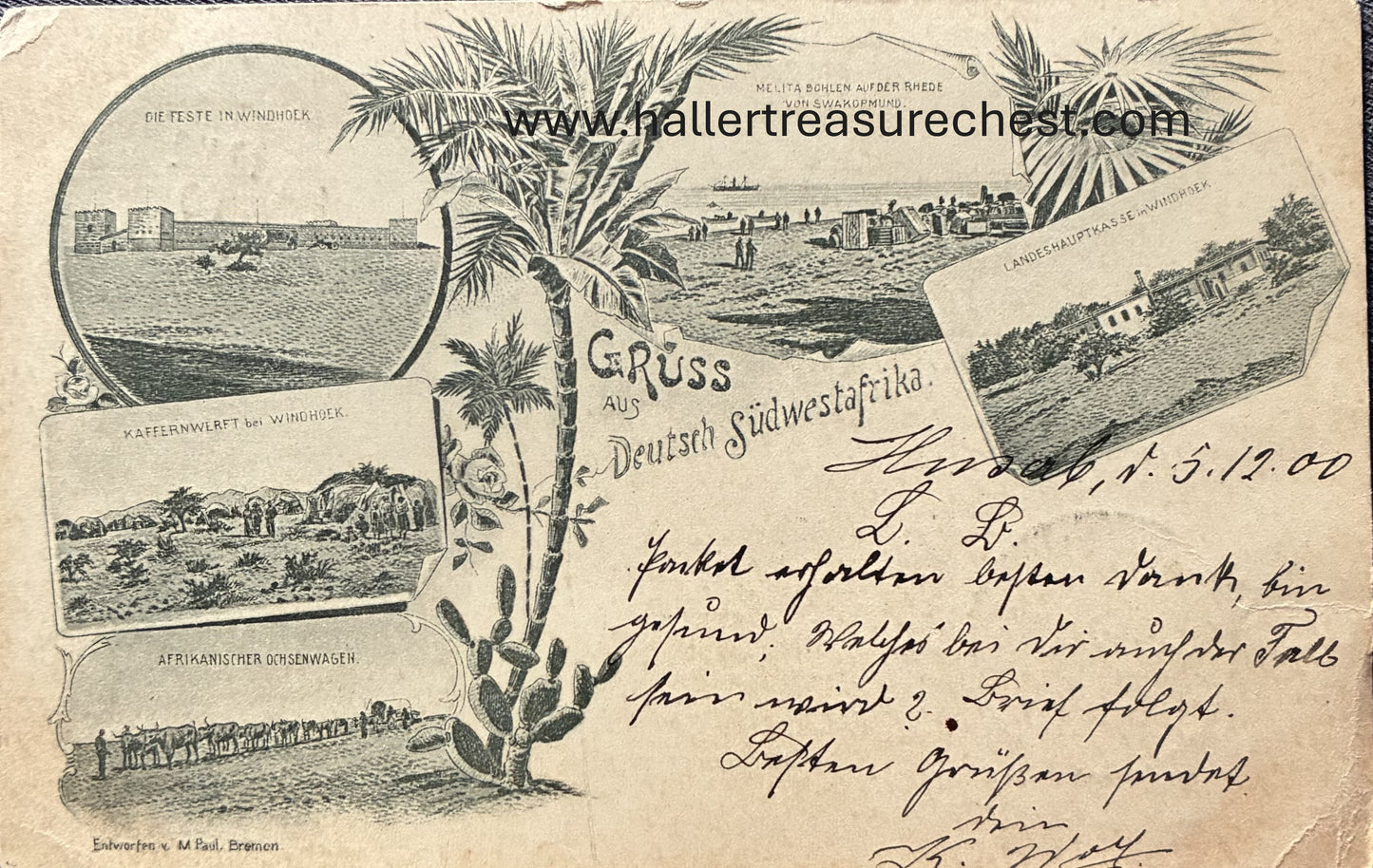 PC Nord Süd 1.1. DSWA - Gruss - 13.Jan 1901 /  GSWA - Greetings - 13 Jan 1901