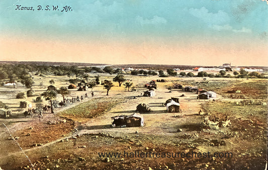 PC Nord-Süd 27.5. DSWA - Reitende Schutztruppler in Kanus mit Landschaft / GSWA - Kanus and area