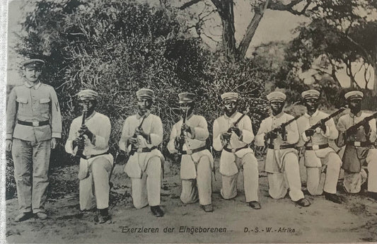 PC STR 12.5. DSWA Postkarte - Exerzieren der Eingeborenen / GSWA postcard - drill of native soldiers