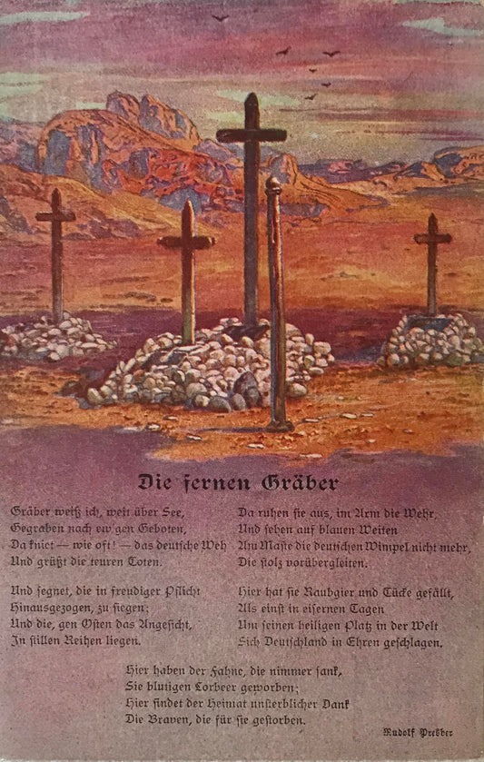 PC STR 19.6. DSWA Postkarte - die fernen Gräber / GSWA Postcard - the distant graves Colonial War Office