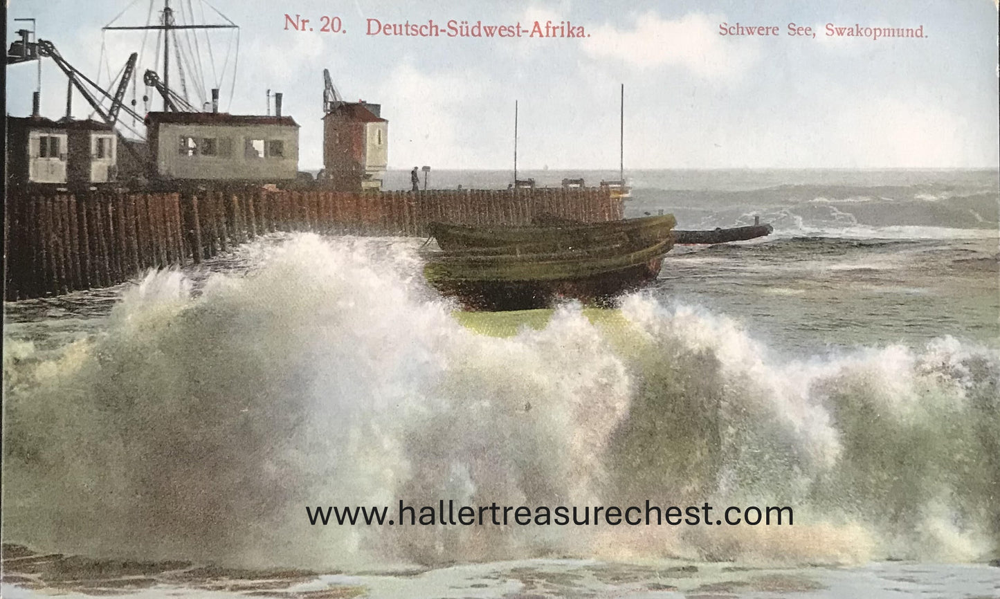 PC SWK-LUD 1.5. DSWA Postkarte - Swakopmund -Schwere See / GSWA postcard - Swakopmund - rough ocean