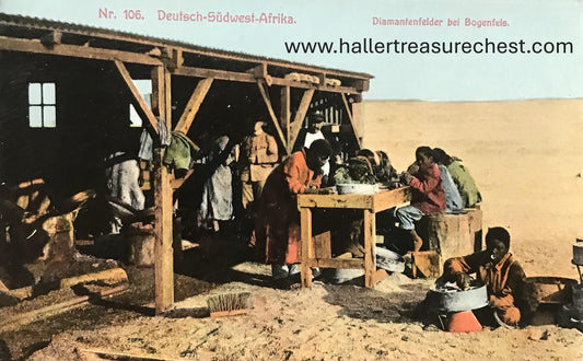 PC SWK-LUD 14.6. DSWA Postkarte – Diamantenfelder beim Bogenfels, Nr. 106, Sammlung J.C. Hubrich / DSWA postcard – Diamond fields at Bogenfels