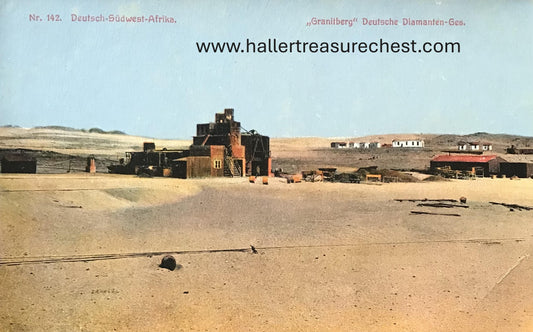 PC SWK-LUD 17.2. DSWA Postkarte - Granitberg-Anlage bei Kolmanskop, J.C.Hubrich Verlag, Nr.142 / GSWA postcard – Granite mountain site near Kolmanskop