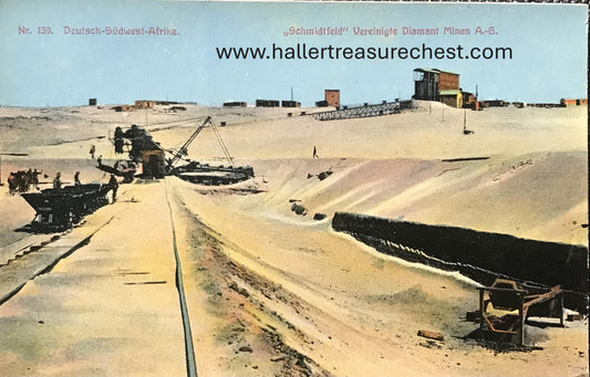 PC SWK-LUD 17.7. DSWA Postkarte, ,,Schmidtfeld" bei Kolmanskop, J.C.Hubrich Sammling, Nr. 139 / GSWA postcard, site "Schmidtfeld" near Kolmanskop