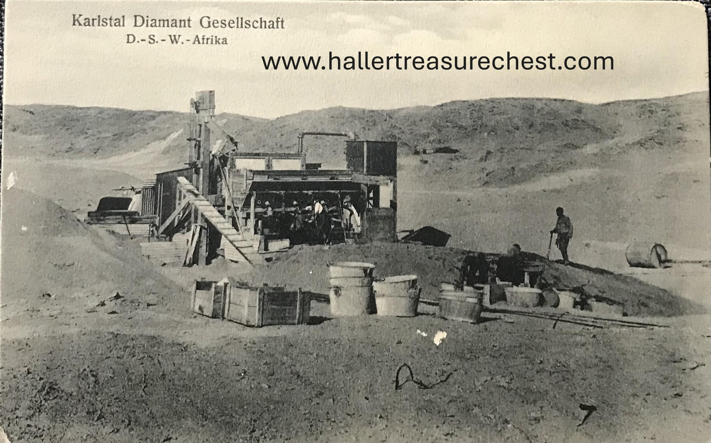 PC SWK-LUD 18.5. DSWA Postkarte, Diamantenfelder der Karlstal Diamanted Gesellschaft bei Kolmanskop, Nr 80/20  DSWA postcard, diamond fields of the Karlstal Diamond Company near Kolmanskop