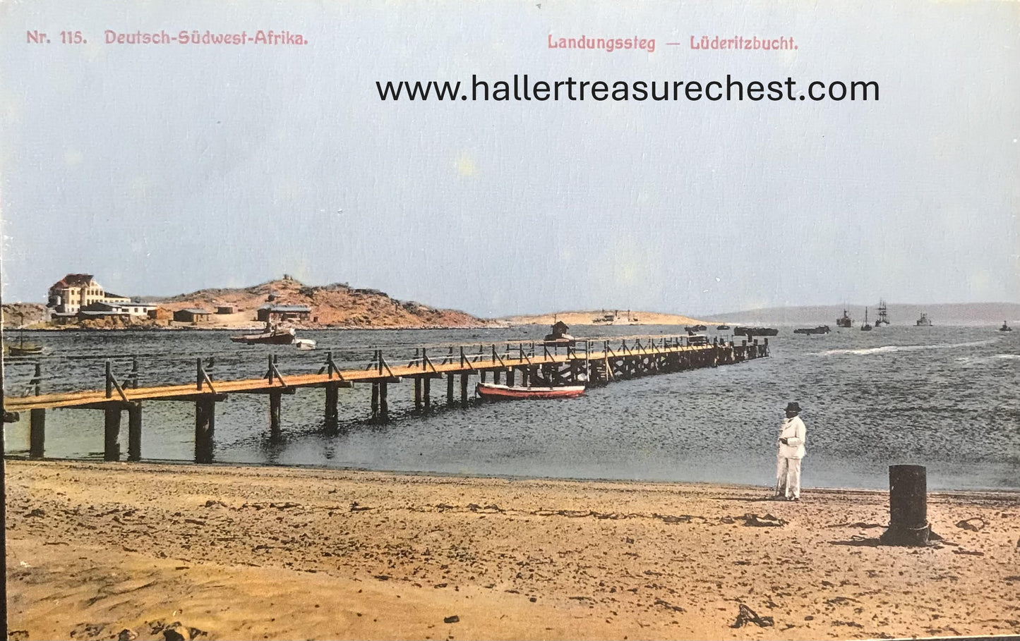 PC SWK-LUD 5.5. DSWA Postkarte, Landungssteg - Lüdertitzbucht / GSWA postcard, landing stage, Luderitz Bay