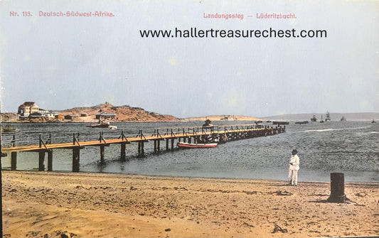 PC SWK-LUD 5.5. DSWA Postkarte, Landungssteg - Lüdertitzbucht / GSWA postcard, landing stage, Luderitz Bay