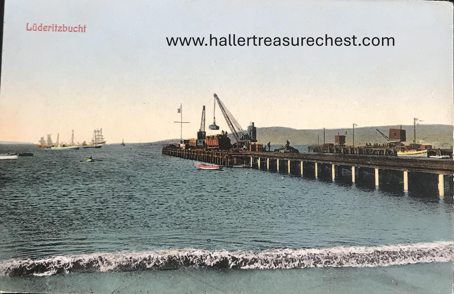 PC SWK-LUD 5.8. DSWA Postkarte, im Hafen, Lüdertitzbucht /  GSWA postcard, at the harbour, Luderitz Bay