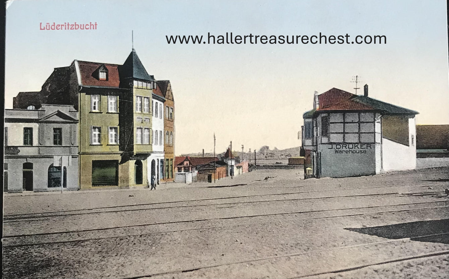 PC SWK-LUD 7.1. DSWA Postkarte, Druker Warenhause, Lüderitzbucht / GSWA postcard, Druker warehouse, Luderitz Bay