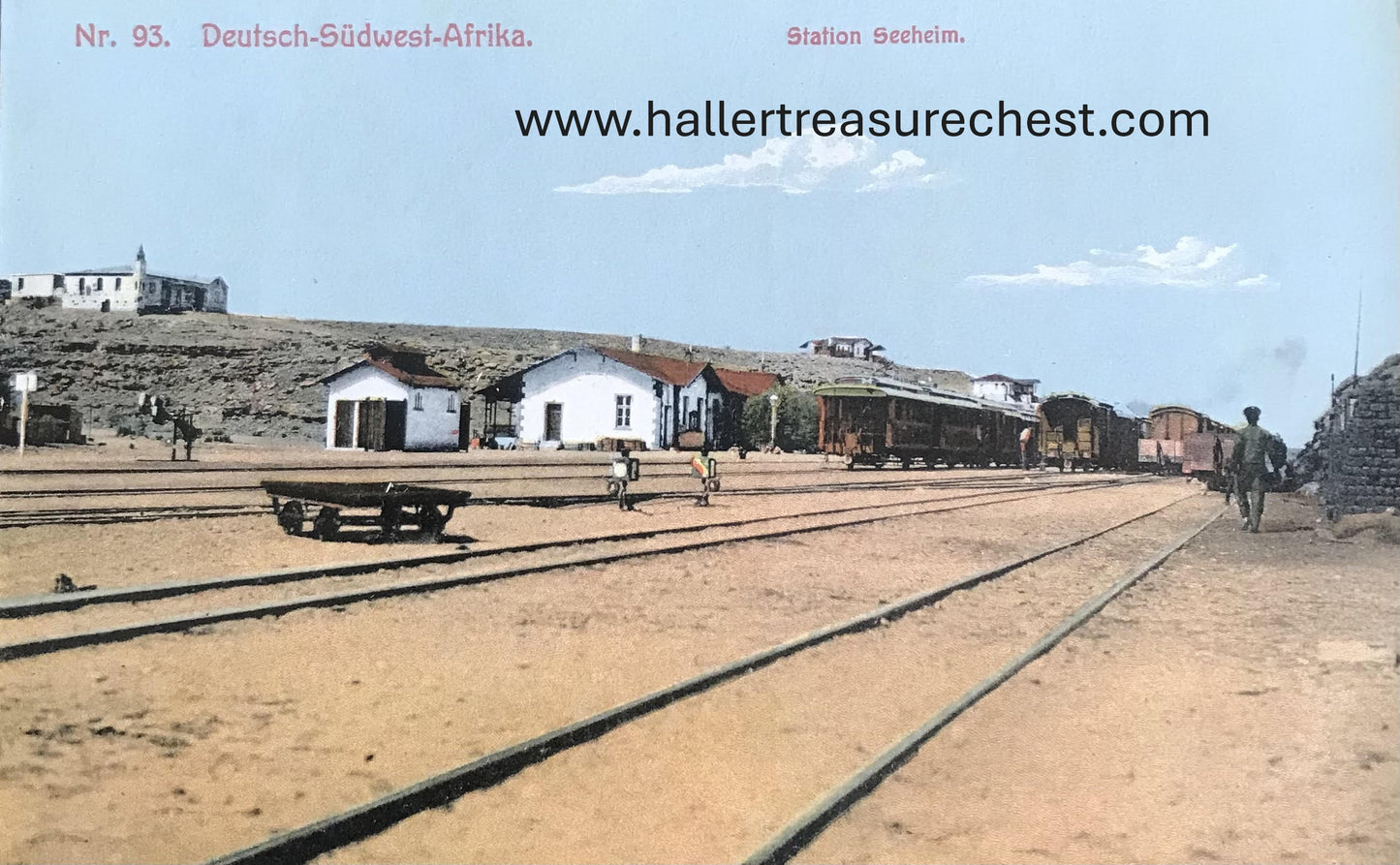 PC SWK-LUD 9.1. DSWA Postkarte - Station Seeheim  / GSWA postcard - train station Seeheim