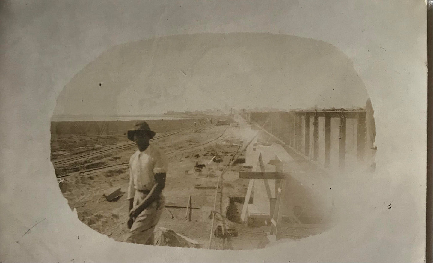 PC SWK 11.1. SWA Postkarte - Bau der Swakoprivierbrücke 1928 / SWA postcard - Construction of the Swakoprivier Bridge 1928