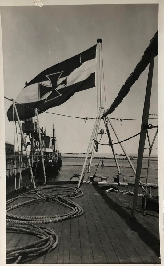 PC SWK 13.5. SWA Postkarte - Deutsches Schiff ''Karlsruhe'' in Walfischbucht / SWA Postcard - German ship in Walvis Bay