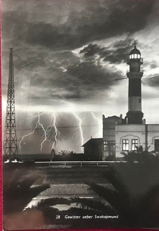 PC SWK 5.5. SWA Postkarte -  Gewitter über Leuchtturm, Swakopmund / SWA Postcard - Thunderstorm over lighthouse, Swakopmund