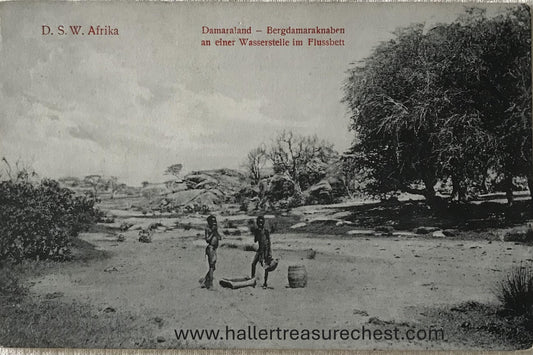 PC Tribes 6.1. DSWA Postkarte - Jungs an einer Wasserstelle im Damaraland / GSWA postcard - boys at a Damaraland - watering hole