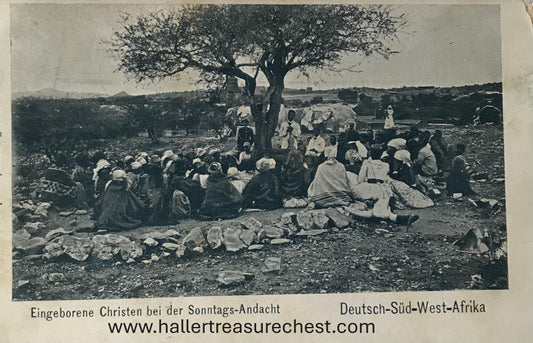 PC Tribes 7.1. DSWA Postkarte - Eigeborene Christen bei Andacht /  GSWA postcard - local Christians during Sunday prayers
