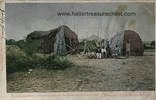 PC Tribes 7.3. DSWA Feld-Postkarte - Herero Siedlung beim Omaruru Fluss /  GSWA Field-Postcard - Herero settlement near the Omaruru river